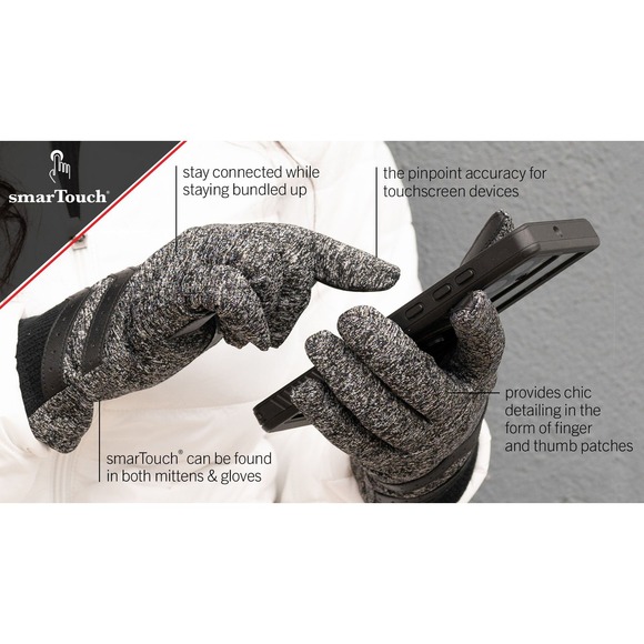 Isotoner SmartTouch Womens One Size Gloves Black Knit Use Phone iphone Tablet - Picture 3 of 3